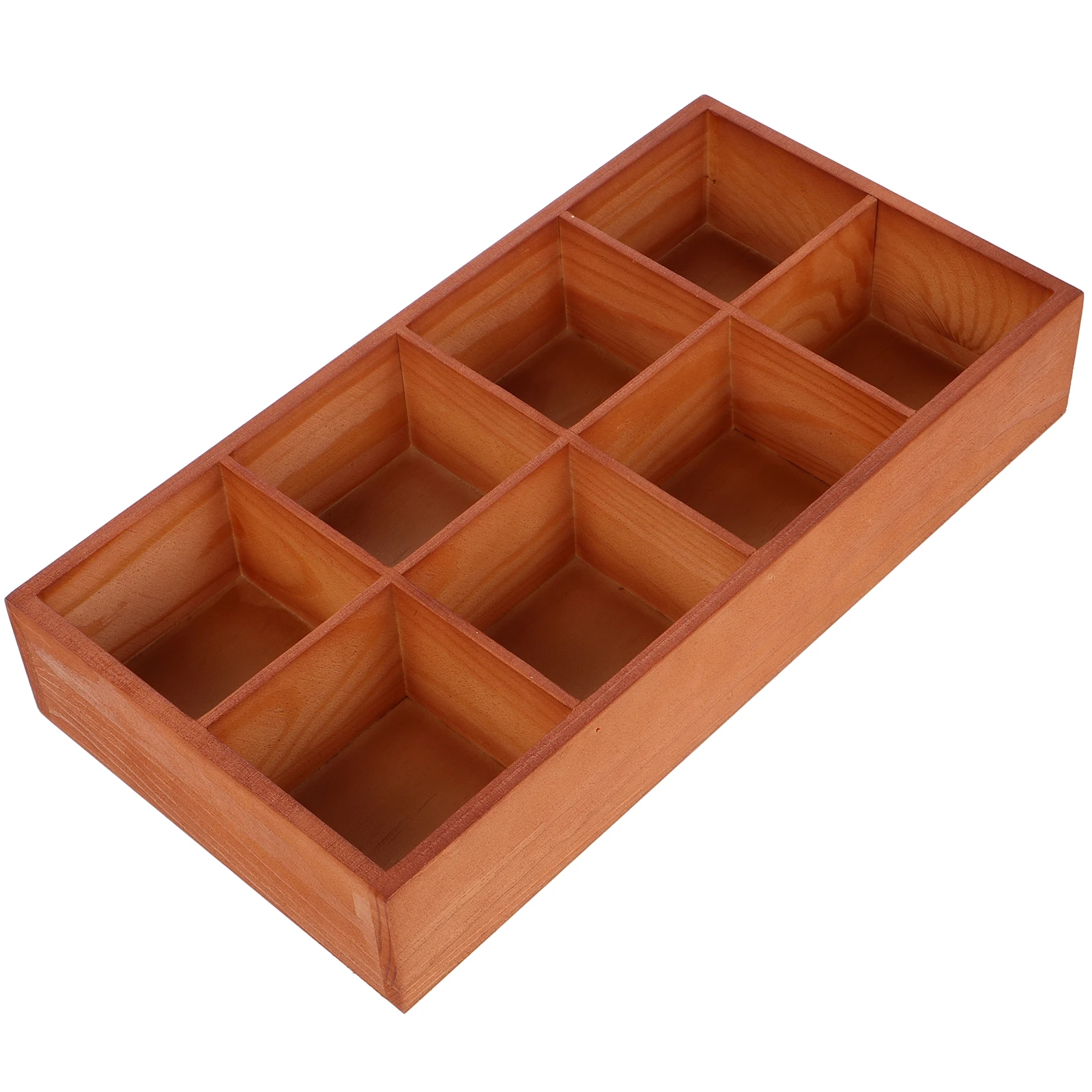 

Wooden Grid Box Multi Divided Wooden Tray Compartment Snack Storage Tray Desktop Office Household Dry Fruit Tea Display
