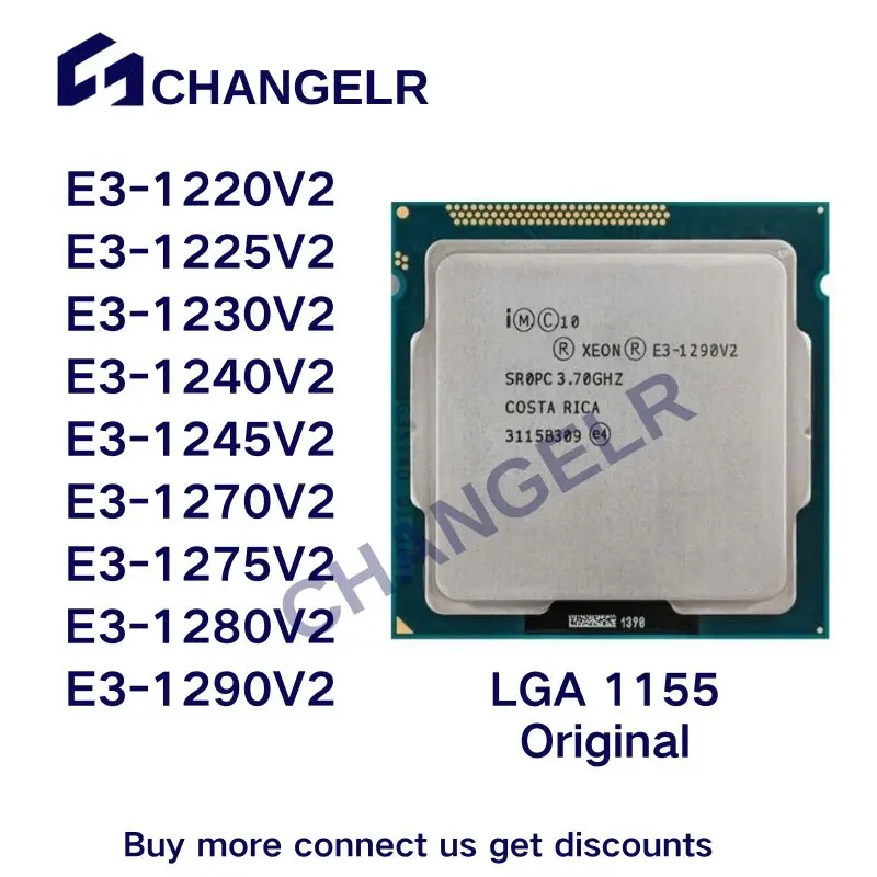 Processor Xeon E3-1290V2 1230V2 1275V2 1280V2 1220V2 1225V2 4Core 8Threads LGA1155 22NM CPU 3.7GHz 8M E3 CPU E3 1290V2 LGA 1155