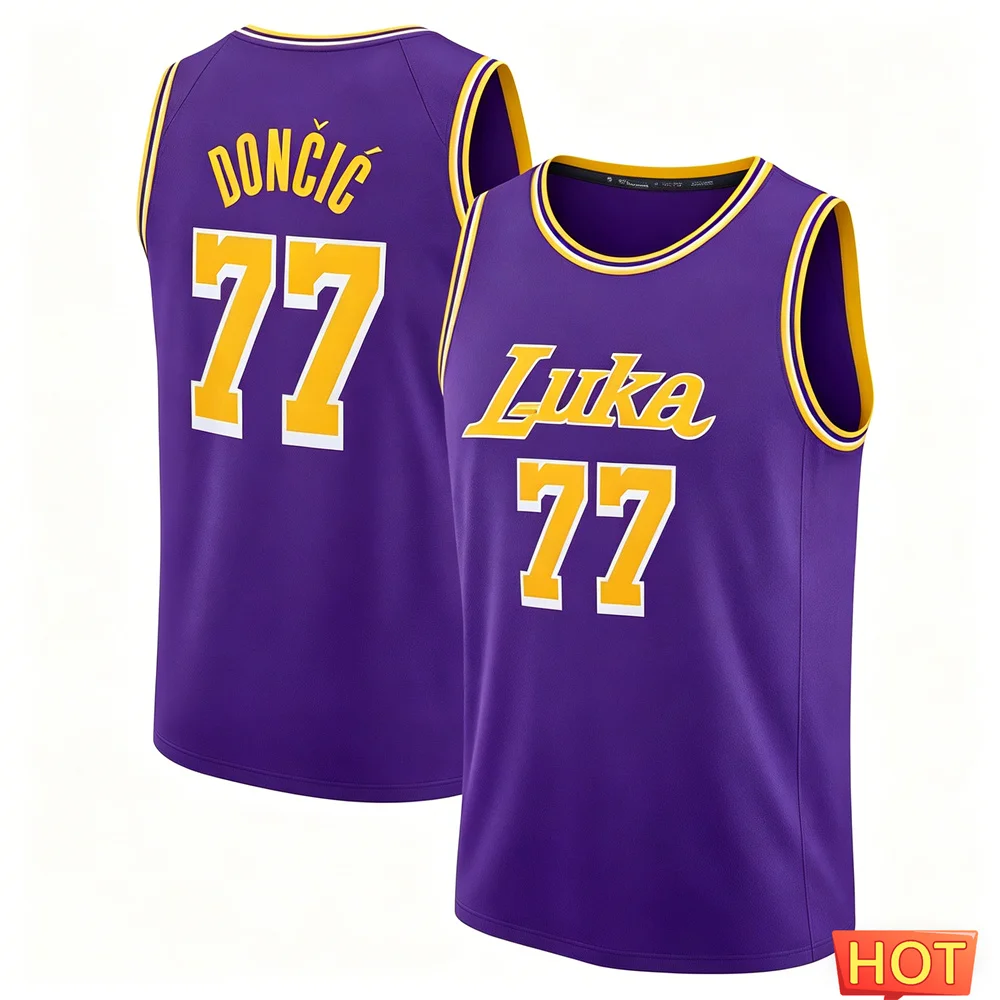 Sommer-Basketballtrikot für Herren 77 Ärmelloses Original-T-Shirt für Herren Trainings-Basketballweste Sport-T-Shirts und Tanktops für Herren