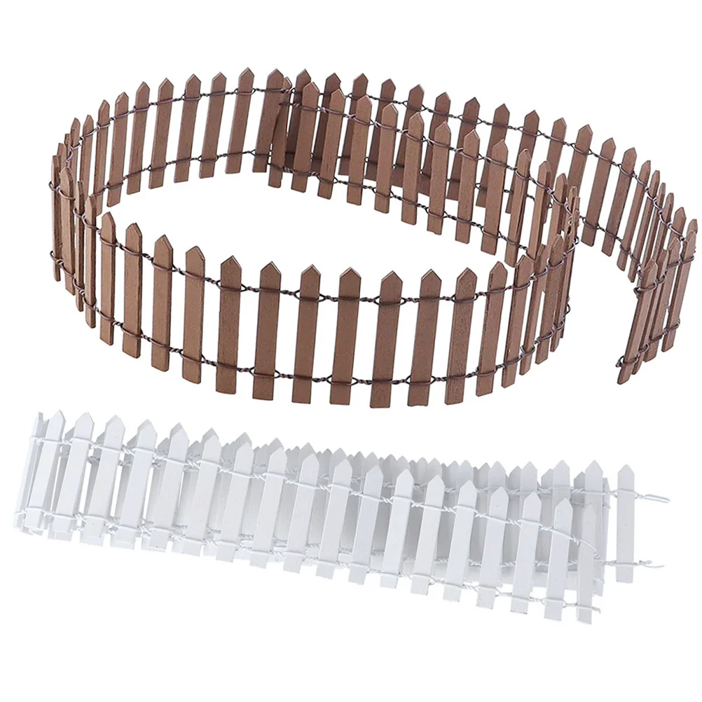 

Kisangel 2pcs Mini Fence for House Garden Edging Privacy Ornament Model Wooden Border Small Yard Decor Accessory