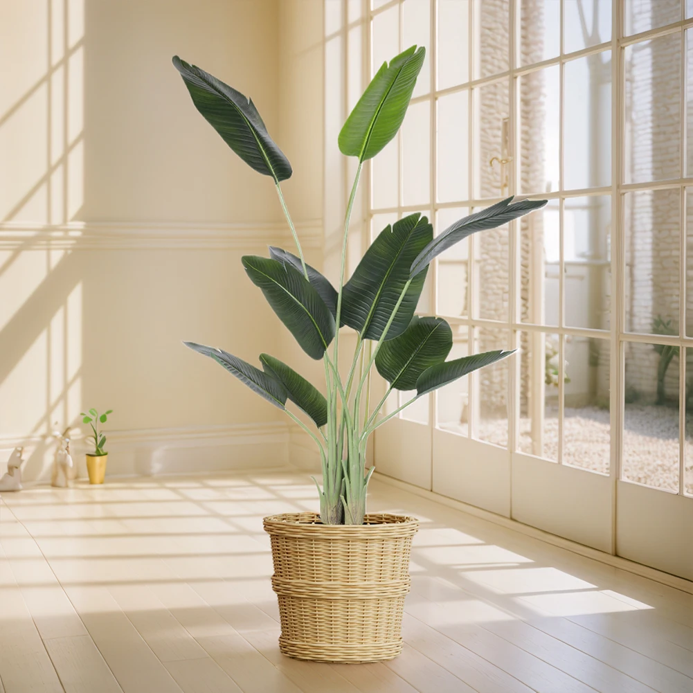 6 Ft Artificial Plants Large Tropical Palm Tree Fake Banana Leaf Plant Leaves Real Touch Faux Plant for Home Office Housewarming