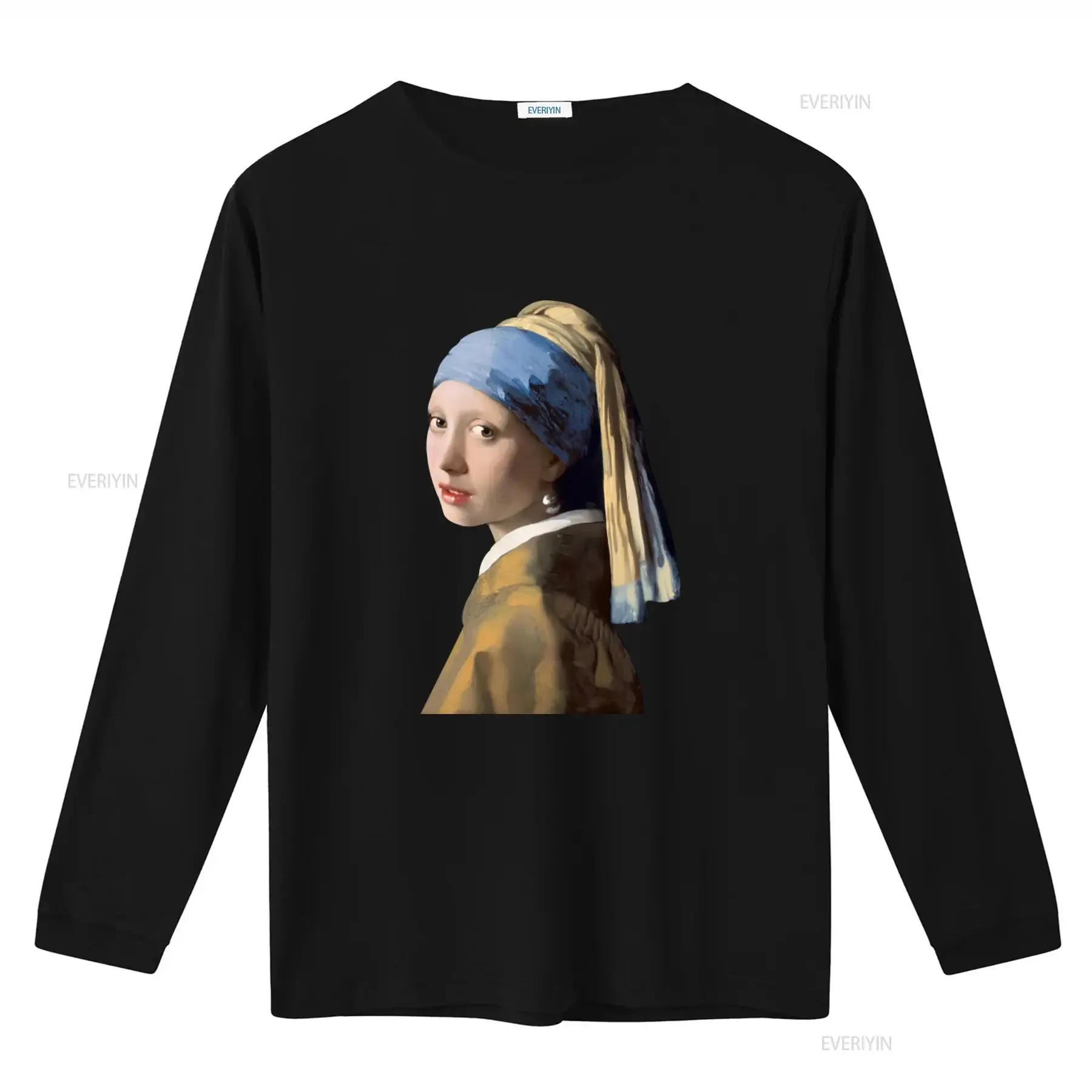 Girl with a Pearl Earring Art Print T Shirt for Women Fashionable and Unique Design vintage Washed Slightly Stylish homme