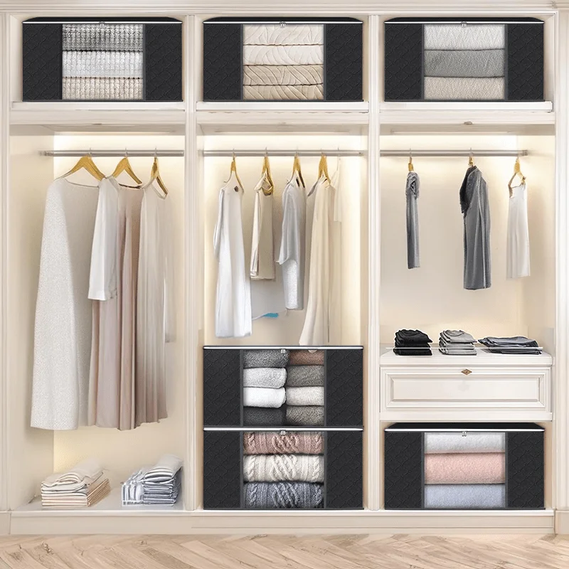 1/6 قطعة سعة كبيرة صندوق تخزين ملابس حقيبة طوي بطانية تخزين أكياس تخزين الحاويات لتنظيم خزانة غرفة النوم الملابس