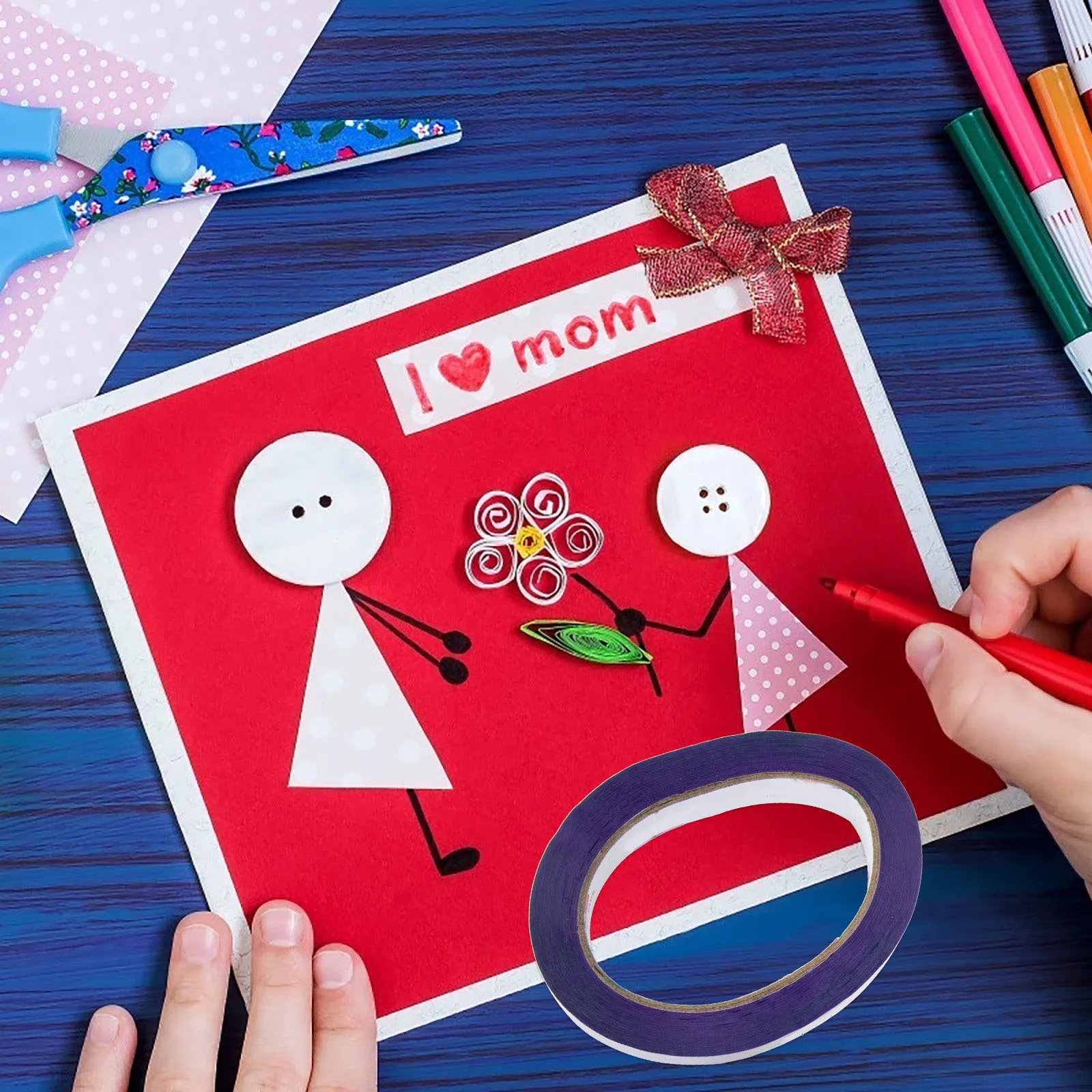 مجموعة 6 لفات من شريطٌ لاصق ملون، لاصق لامع يمكنك صنعه بنفسك، شريط رسام قابل للإزالة ولا يترك بقايا للمنزل #3