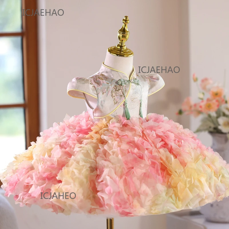 

Party Dress Vestido Children Girls First Birthday Chinese Princess Host Gown Costume Dresses Clothes Flower Girl Wedding Tutu