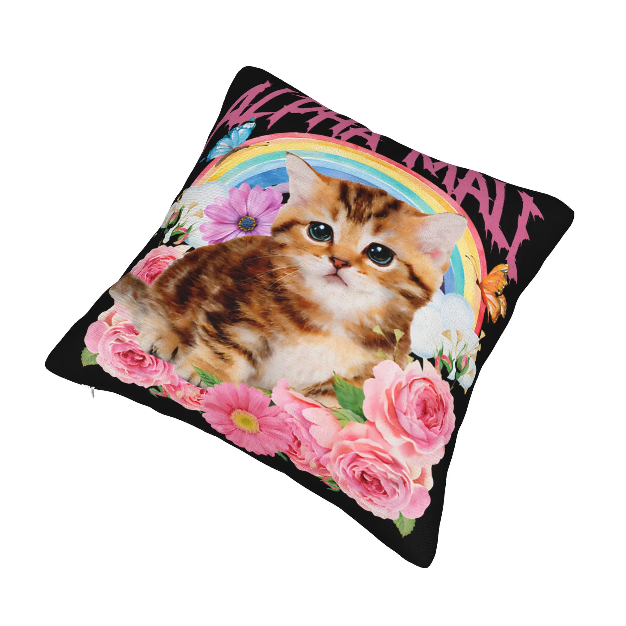 Decorative Pillow Covers Alpha Male Cat Kitten Funny  Accessories Home  Throw Pillow Case Cover Zippered Multi Size