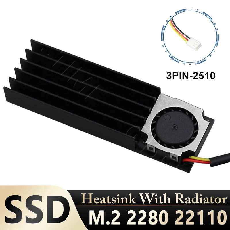Gdstime SSD M.2 Radiator 2280 22110 Solid State Hard Disk Heat Radiator 12V Cooling Fan With Heat Sink For M2 NVME SATA PCIE SSD