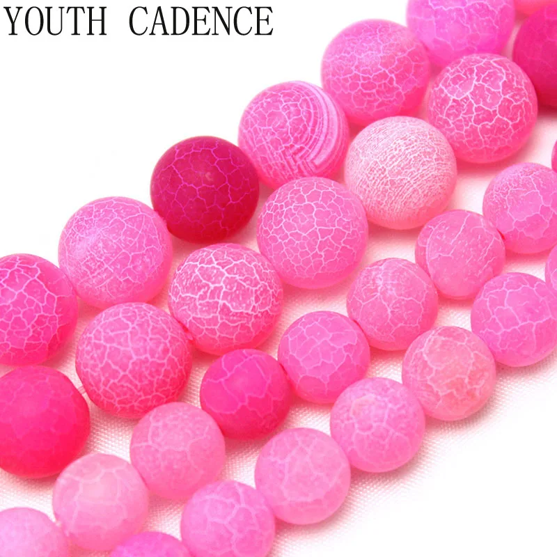 Natural Stone Beads Pink  Weathered Agates Loose Round  Beads For Jewelry Making DIY Bracelet Necklace 4 6 8 10 12mm