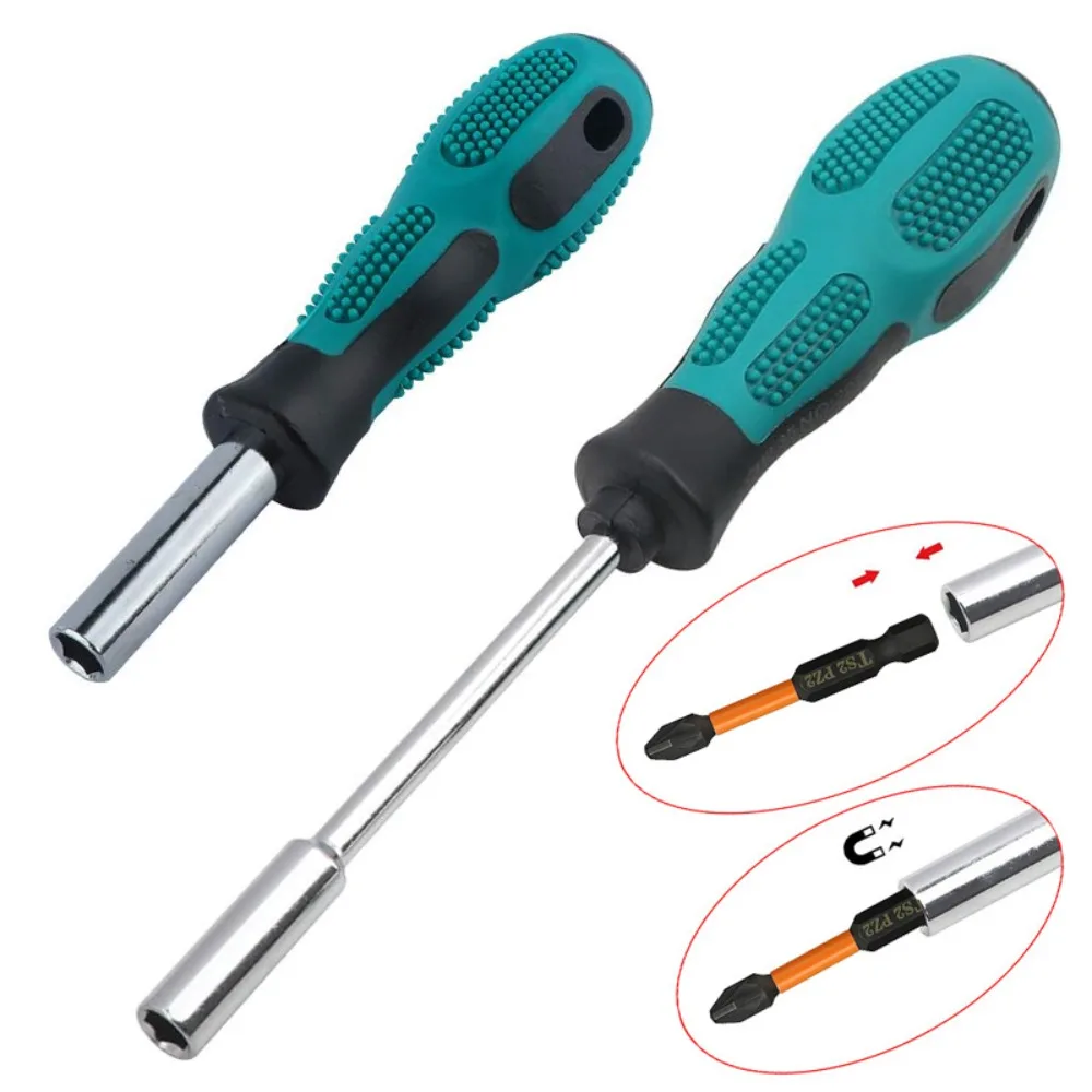 1 Piece 1/4-Inch Drive Magnetic Screwdriver Holder, Screwdriver Drive Handle, 6.35 mm Hex Drive, 5-Inch or 8-Inch Length