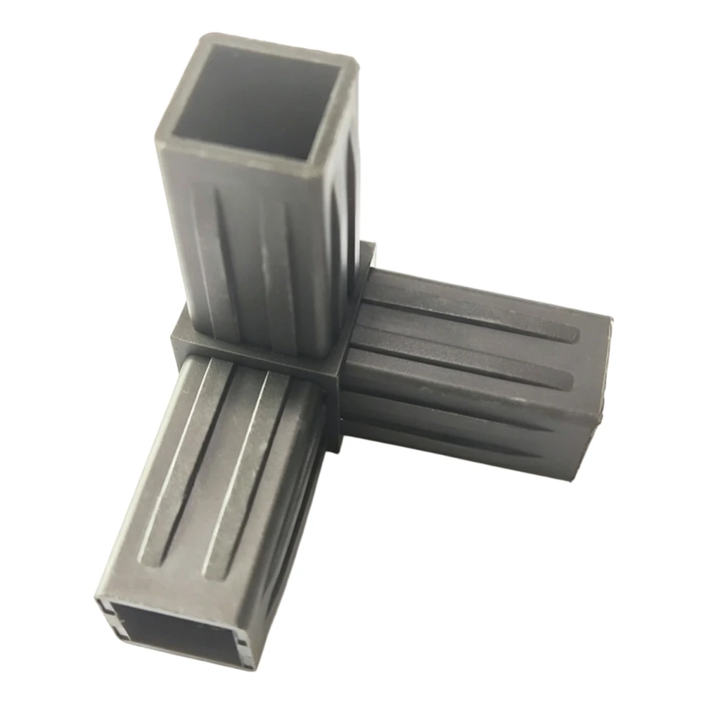 For 20mm Square Pipe Fittings 16pcs Black Plastic Tee Connectors Three Way Design for Display Racks and Handrail Builds
