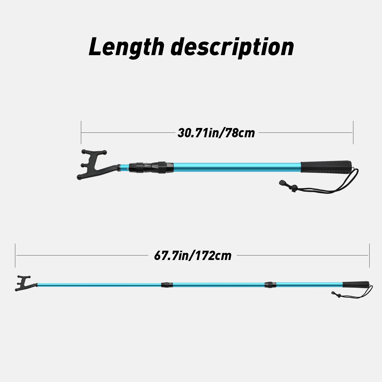 SANLIKE 1.7M Boat Hook Telescopic Aluminium Alloy Pole Durable Rustproof Rubber Anti-slip Handle Hook Boat Crashproof Parts