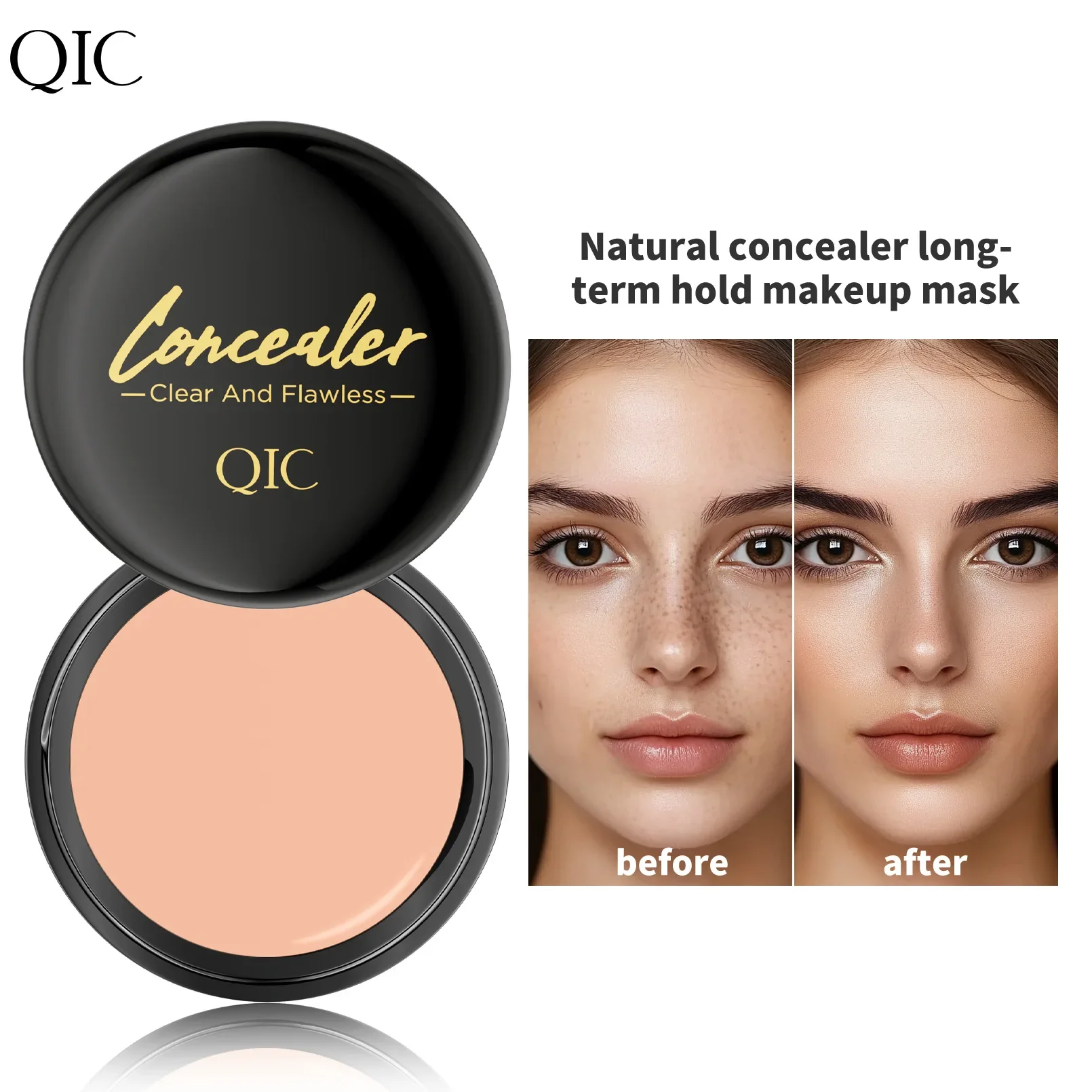 QIC Concealer Cover Freckles Dark Circles Acne Scars Quick-dry Waterproof Longlasting Acne Concealer Flawless Foundation Makeup