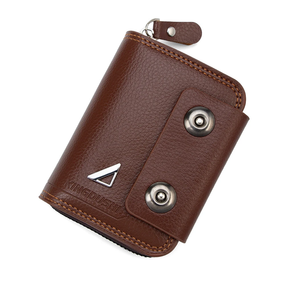 محفظة بإبزيم مزدوج، فتحة بطاقة متعددة، حامل بطاقات بسحاب، محفظة الجهاز للرجال، محفظة قصيرة للعملات المعدنية لتخزين العملات المعدنية للرجال يوميًا #3