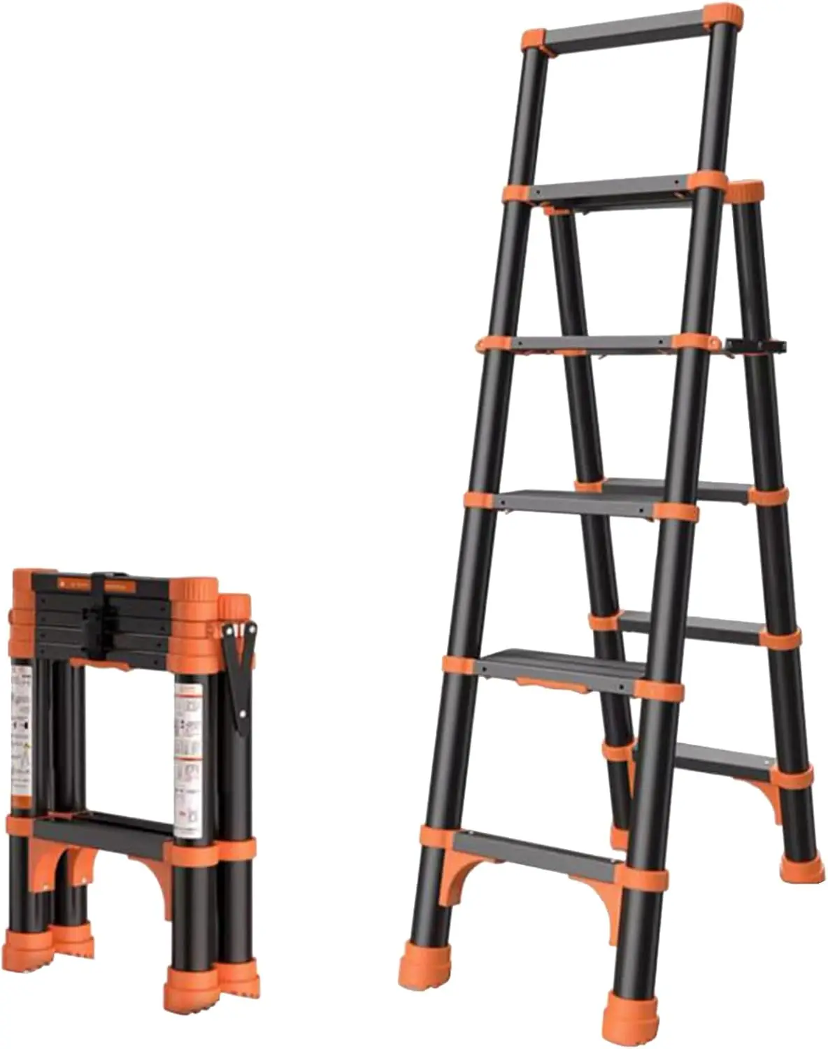 Telescopic Ladder with One Button Retraction Indoor Outdoor Folding Telescoping Ladder Aluminium Multi Purpose