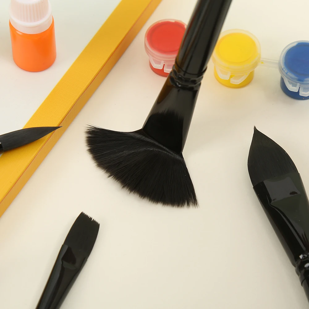 10-teiliges Set mit Holzgriff, Nylonborsten, Katzenzunge, flache Spitze, runder Spitze, Aquarell- und Öl- und Acrylmalpinsel – Detail 4