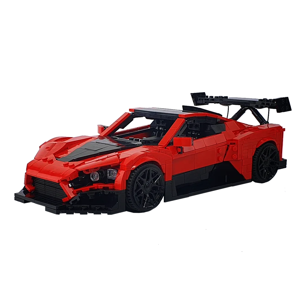 Gobricks MOC  Zenvo TSR-S (Red,White,Blue）Model Bricks City Racing Sports Car Retro Super Sport Building Blocks Toy Boy Gifts