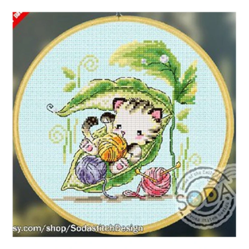 

Набор для вышивания крестиком DIY, набор для рукоделия с возможностью печатной печати, набор для вышивки крестиком, пряжа Saga, маленький котик.