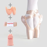 Zapatos de Ballet para mujer, zapatos de baile de punta de Ballet para niños y adultos, zapatos profesionales con cintas, zapatos de lona satinada, zapatillas de deporte