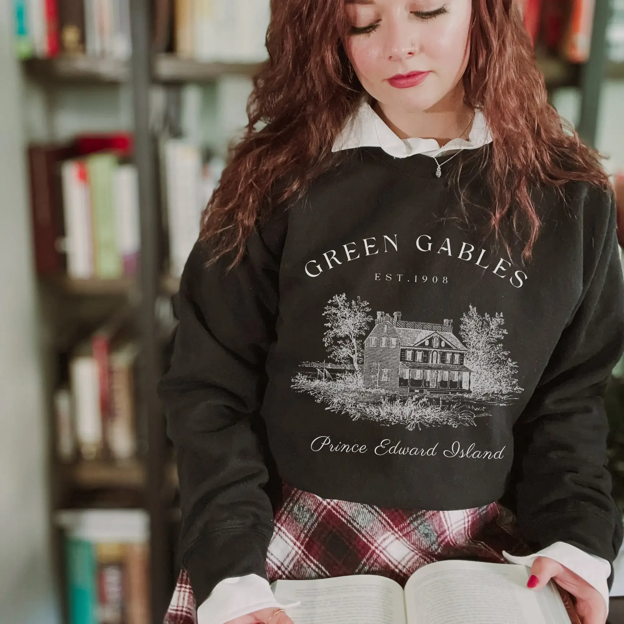 Women Fleece Y2K Top Retro Loose Sweatshirt Dark Academia Anne with an E Sweatshirt Anne of Green Gables Bookish Sweatshirt