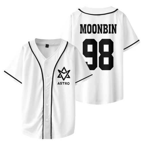 Imagen 2 del producto Camiseta de béisbol Kpop ASTRO STAR Group, ropa de calle Harajuku, camiseta informal con cuello en V, camisetas gráficas de manga corta