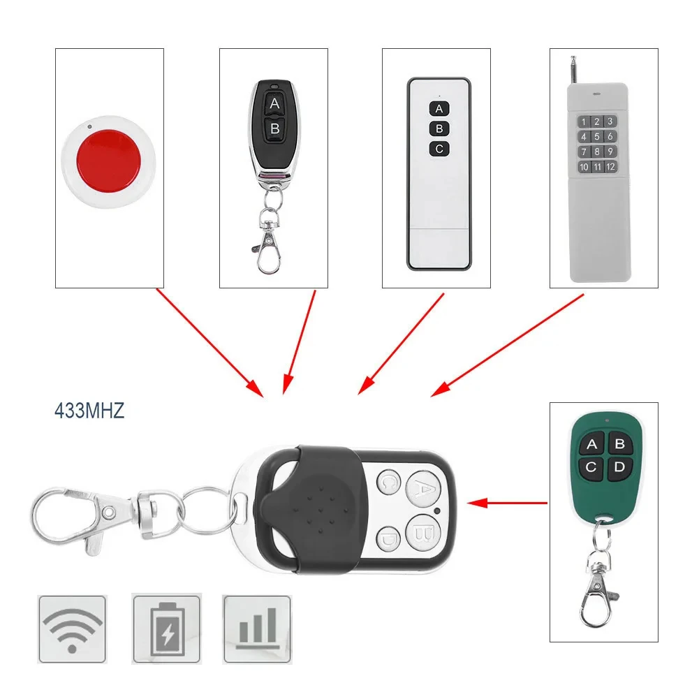 5/10PCS Duplicate Garage Door Remote Control 433MHZ Electric Garage Door Key Wireless Duplicate Remote Control Metal 4 Button