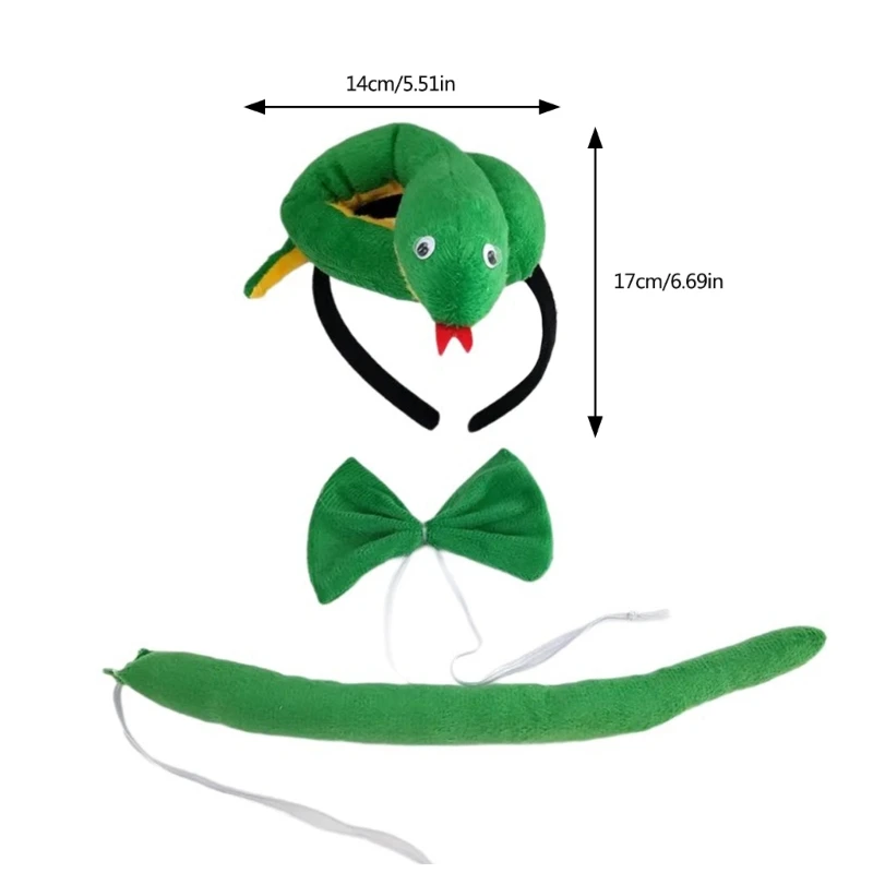 Costume cosplay serpente Halloween, fascia per capelli serpente, coda, guanto per bambino