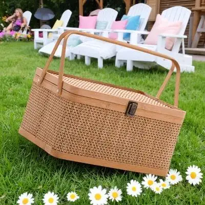 

Bamboo Basket Handheld Weaved Storage Multipurpose Home Outdoor Kitchen Gardening Harvesting Festival Gift Shopping