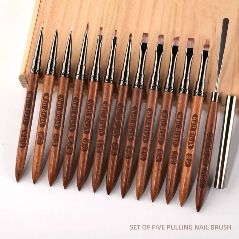 1/13 قطعة مسمار فرشاة فنية الثلاثي ملعقة رسم اللوحة خط القلم بطانة التدرج شقة مستديرة المعادن الفرنسية مانيكير أدوات #6