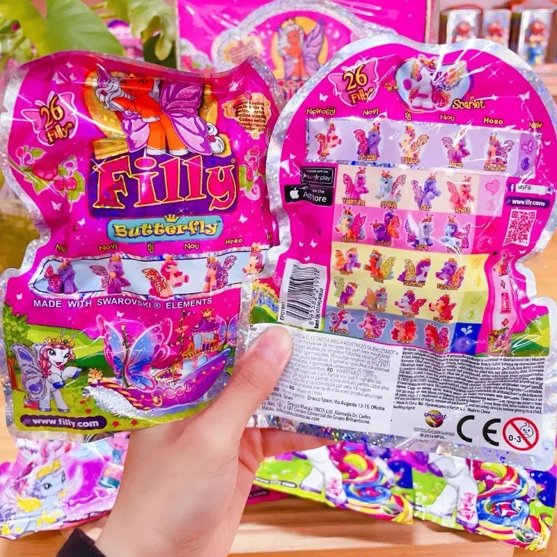 Filly Pony Stars Cute Kawaii Butterfly Flocking Pony Figurka akcji Lalka Zabawki Kolekcje Prezenty urodzinowe dla dzieci