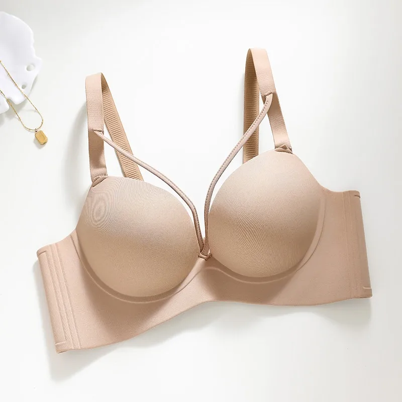 

YEMOMO Comfort Women Bra Small Bust Large Cup Double Nipple No Gaps Back Support Invisible Smooth No Empty Cups Brassiere M-XL