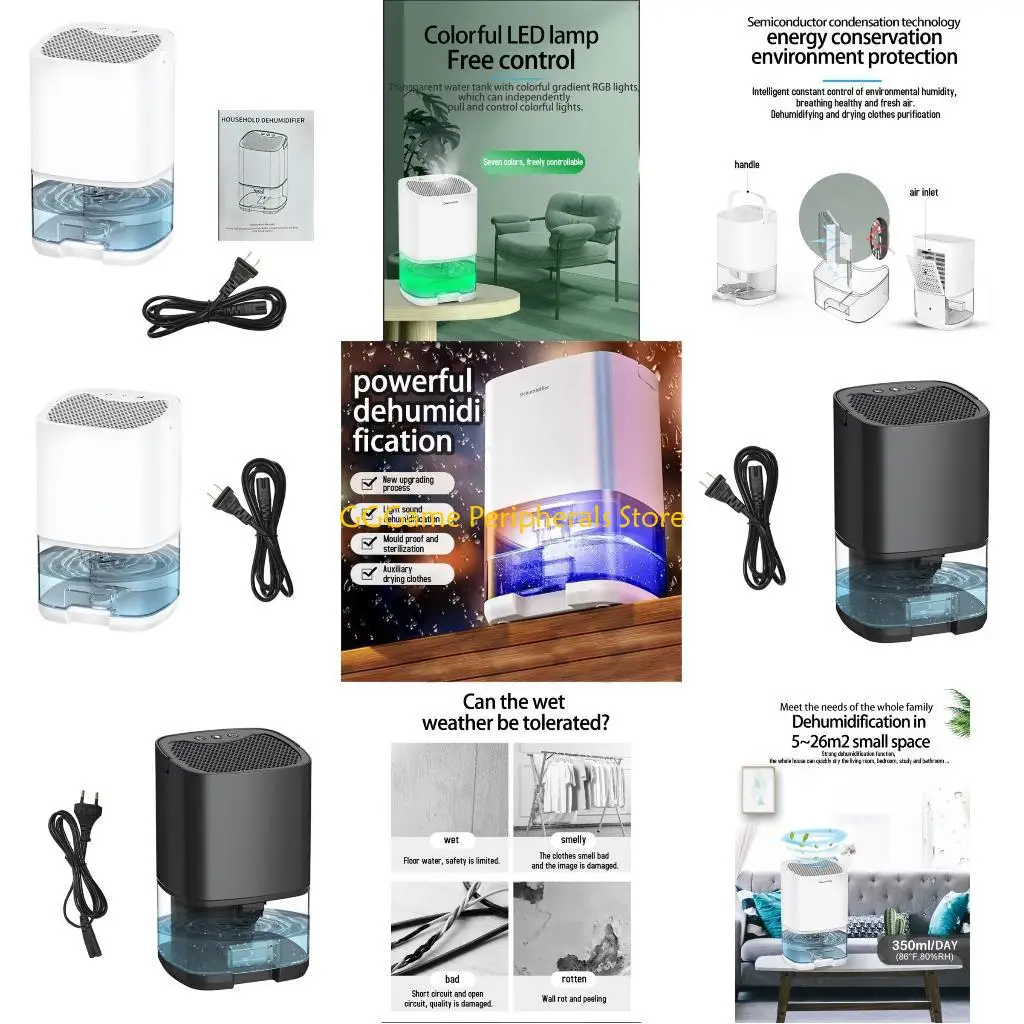 

U55B Dehumidifiers with 7 LED Lights for Bedroom Basement Closet Garage Dehumidifier