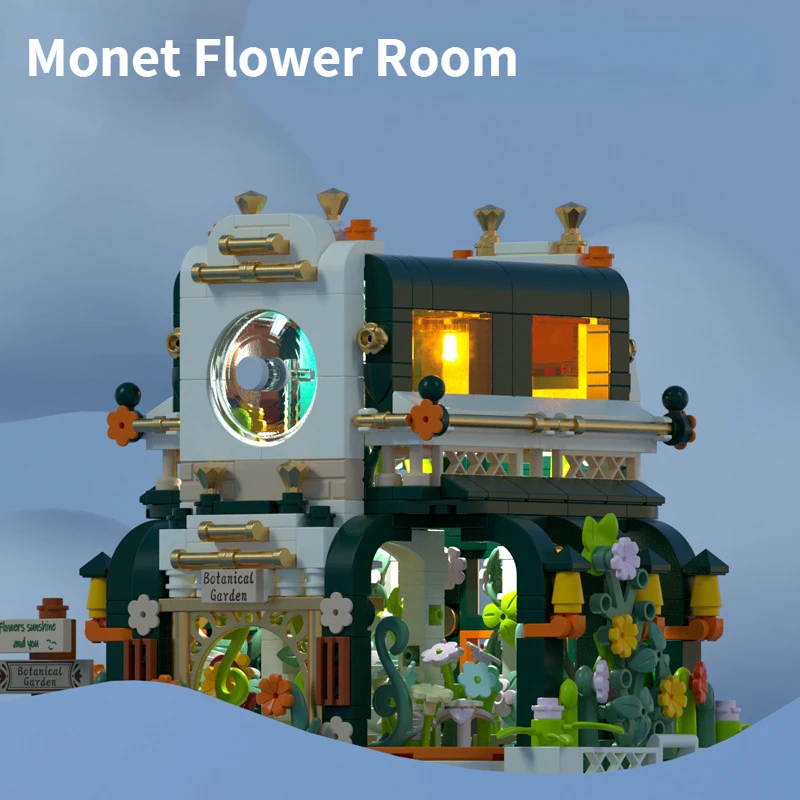 Blocchi di casa dei fiori di Monet pieghevole compatibile City Street View Building Blocks amici mattoni giocattoli fai da te per regalo di ragazze dei ragazzi