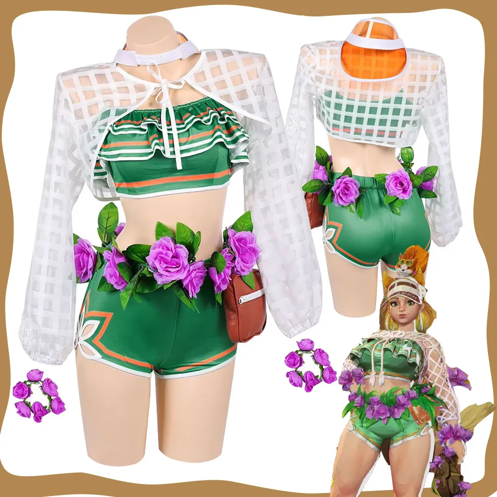 Doreen Green Cosplay Women Beach Style Swimsuit Full Set Costume Roleplay Game Rivals Disguise for Halloween Carnival Party Suit