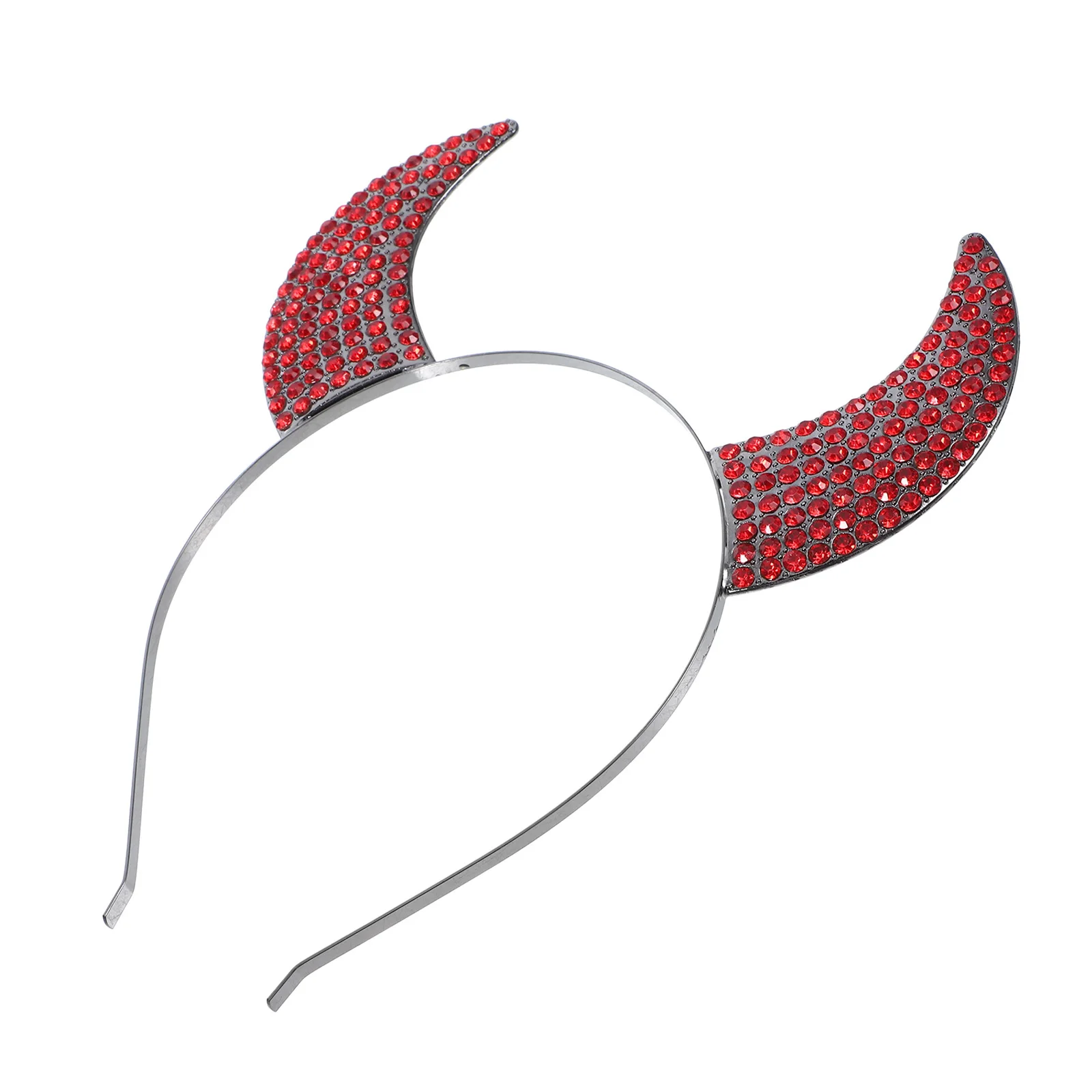 

Devil Horns Headdress Rhinestones Headb Halloween Prop Black Color Unique Hair Decor Cosplay Accessory Photo Prop
