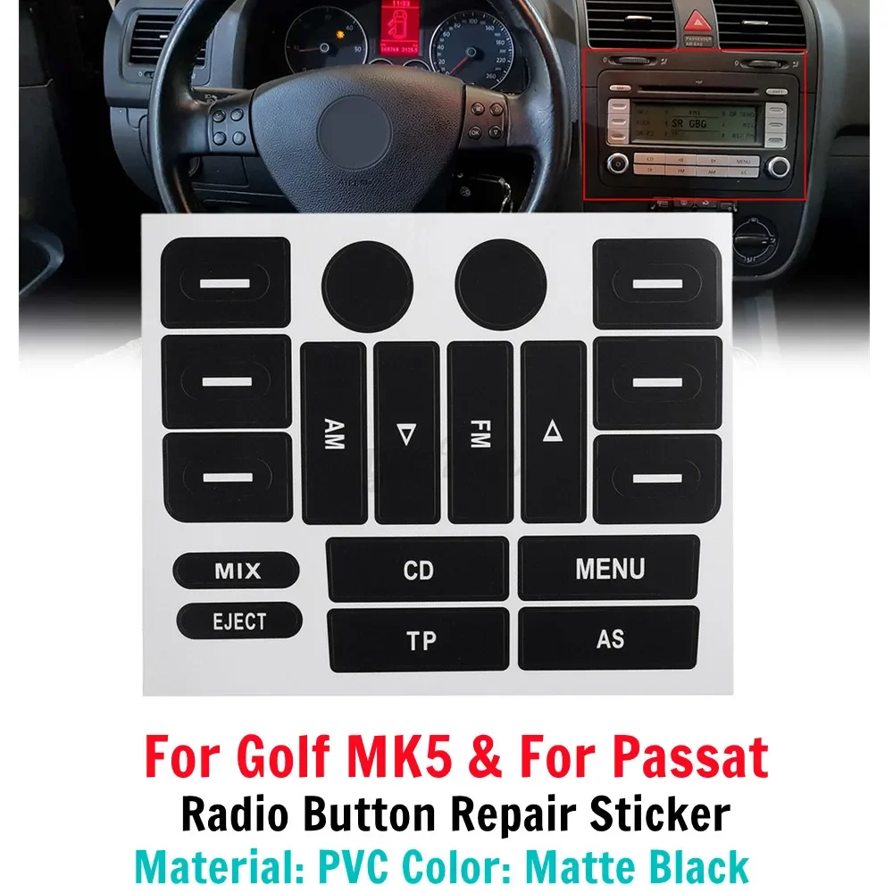 Car Radio Button Repair Sticker For Golf MK5 For Passat Radio Knobs Repair Sticker Worn Button Air Conditioning Panel Button Rep