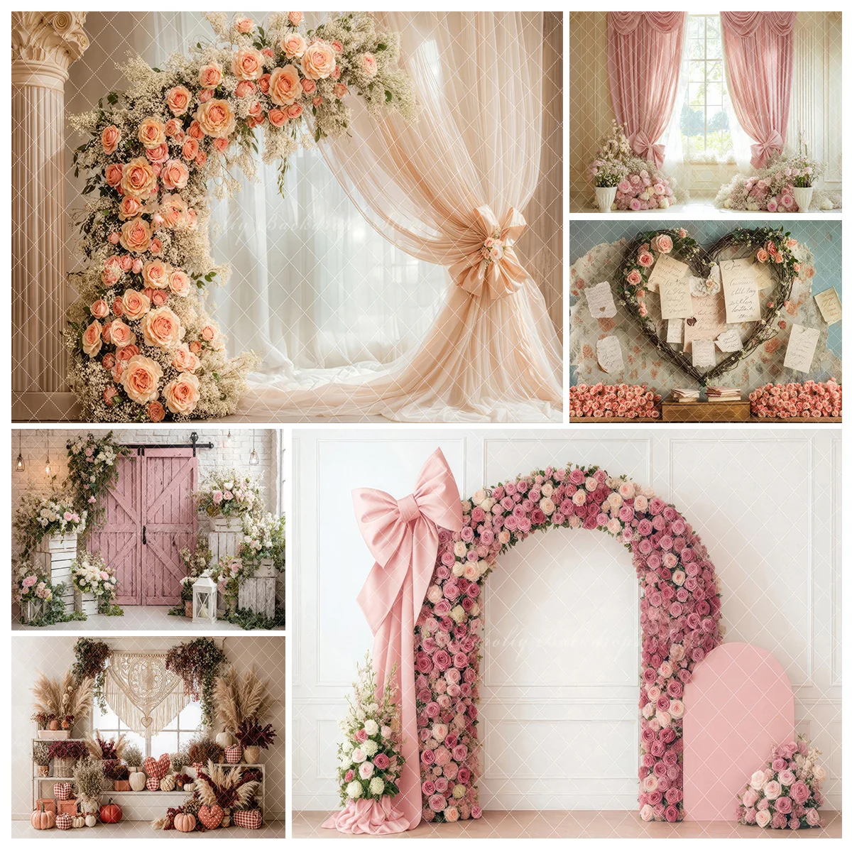 

Фон с Днем Святого Валентина, романтический элегантный цветочный арка, реквизит для фотосъемки для взрослых, фон для вечеринки на тему красного сердца