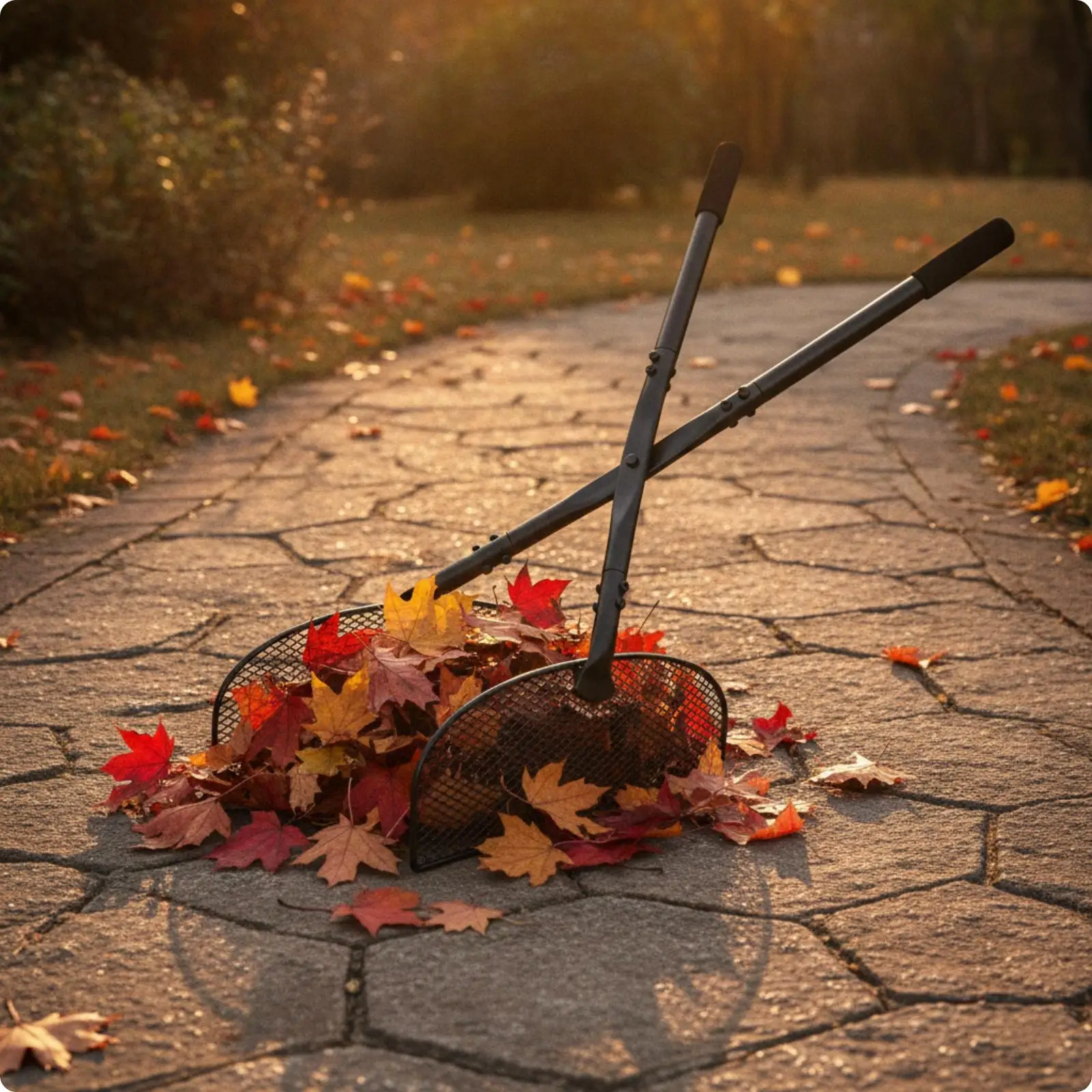 Garden Equipment Leaf Rake Tool for Lawn Care with Durable Carbon Steel Construction and Comfort Grip for Easy Lifting