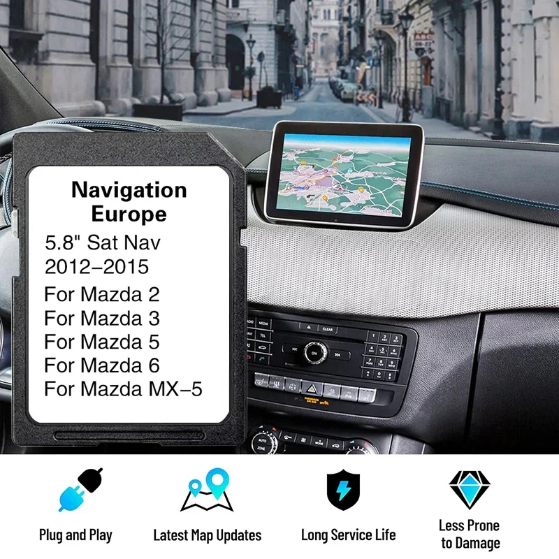 

8 ГБ GPS-карта для навигации по Европе и Великобритании для Mazda 2/3/5/6/MX-5, обновление программного обеспечения AVN1, SD-карта памяти для автомобильного GPS-навигатора