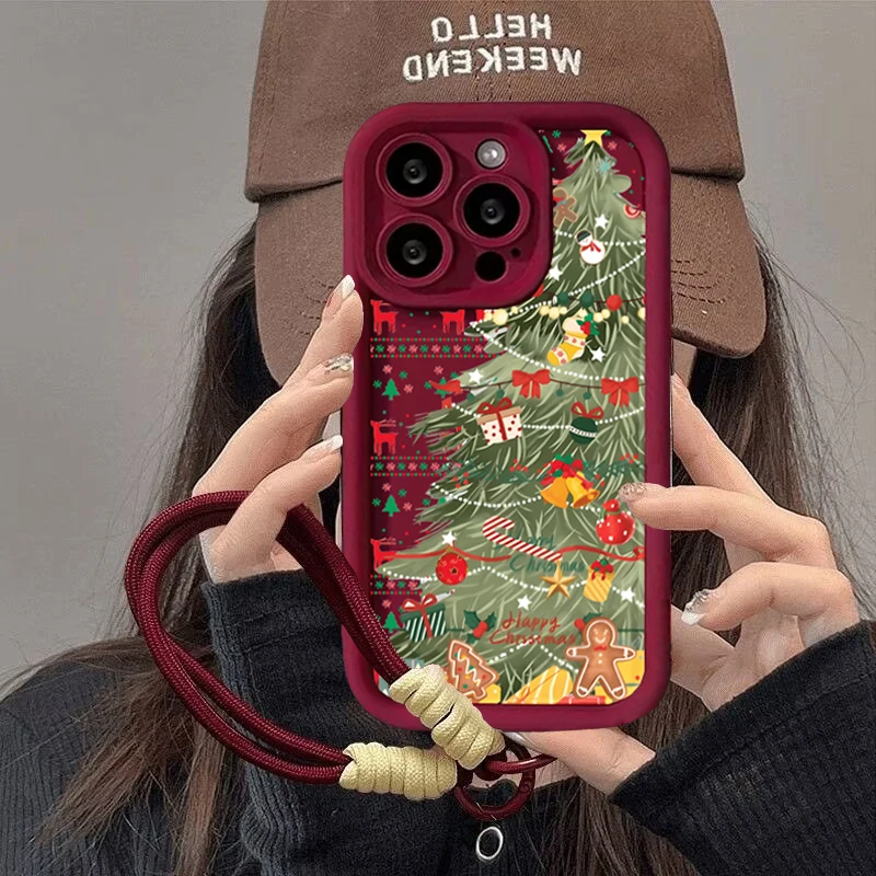 かわいいクリスマスレッドチェーンケース Huawei Honor 90 200 300 400 Lite Pro X9B X9A 8X X9 X7A X6A X8C X7B X8A X8 Magic 6 5 PRO用カバー