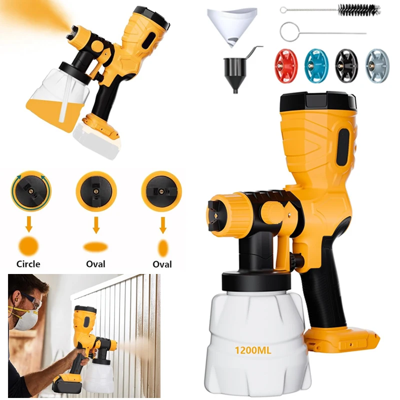 

1200ML 42000rpm High-Quality Motor Auto Airbrush Kit For Dewalt 20V Battery Cordless paint Spray Gun home Furniture Cabinet