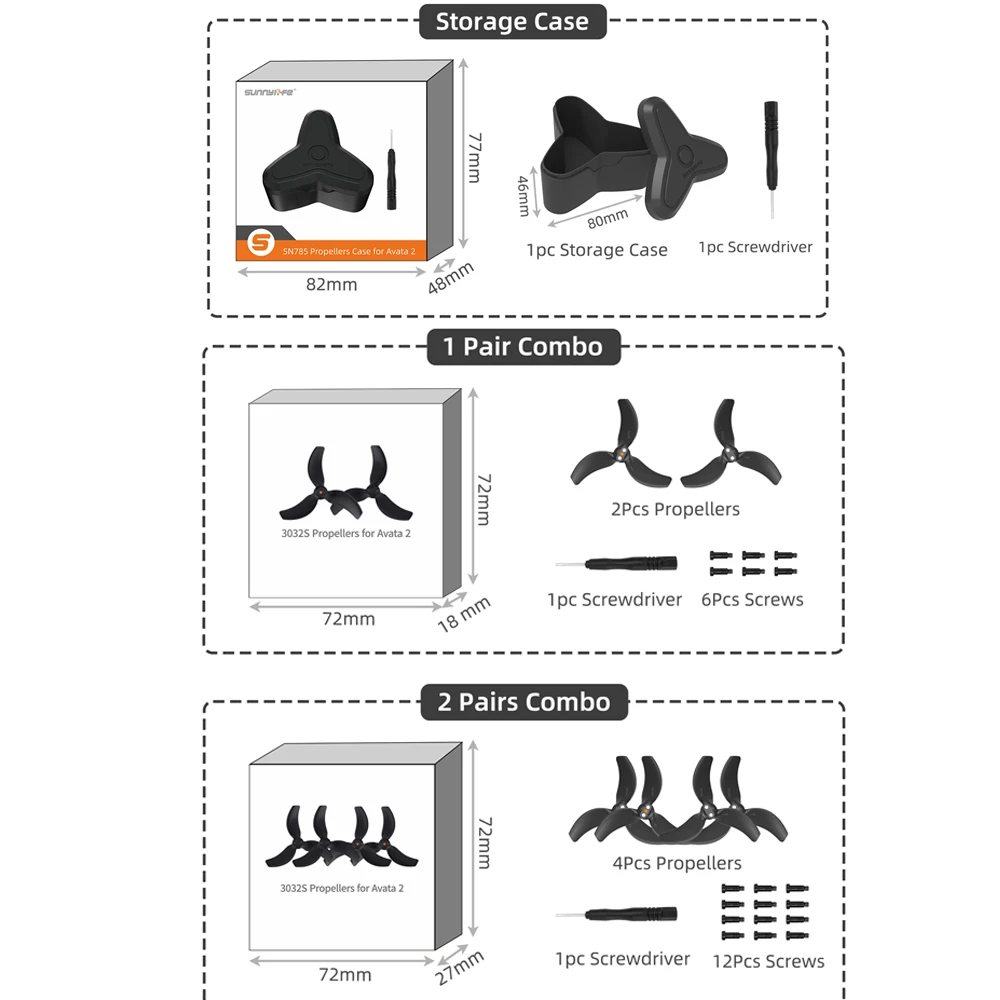 Sunnylife Propellers For DJI Avata 2 Drone Blade Light Weight Wing Fan Replacement Propeller Parts For Avata2 Colorful Paddles