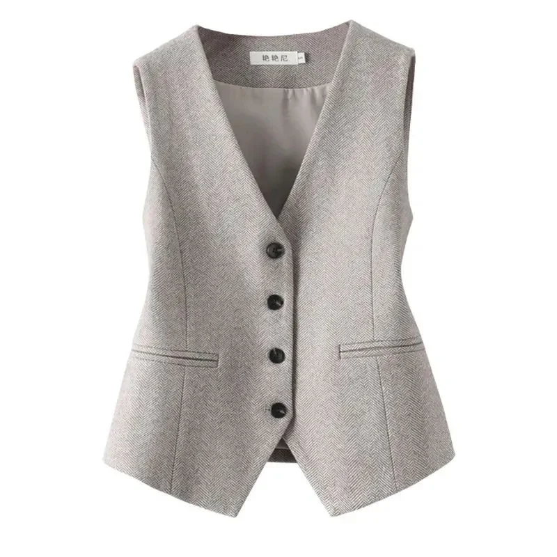 Summer V-Neck Vest Women Thin Loose Waistcoat Single Breasted Sleeveless Blazer Female Slim Short Vest Femme Slim Buttons