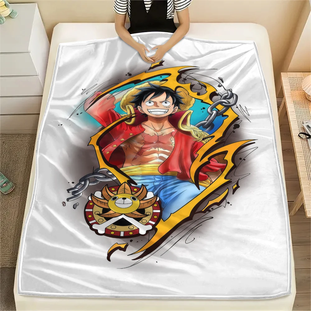 ONE PIECE Monkey D. Luffy Flannel Blanket Fashion Print Perfect For Bedroom Sofa Chair Bed Travel Picnic -HE43