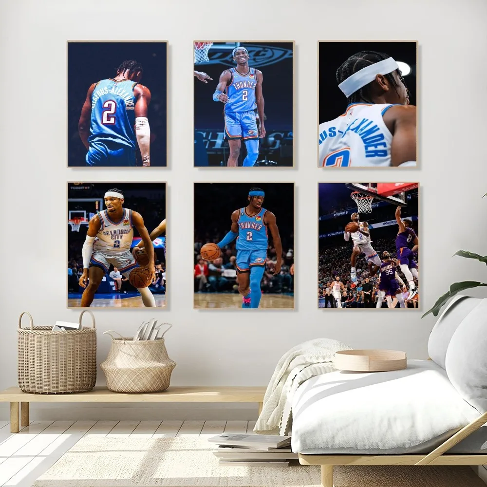 1PC Shai Gilgeous-alexander Poster Self-adhesive Art Waterproof Paper Sticker Coffee House Bar Room Wall Decor