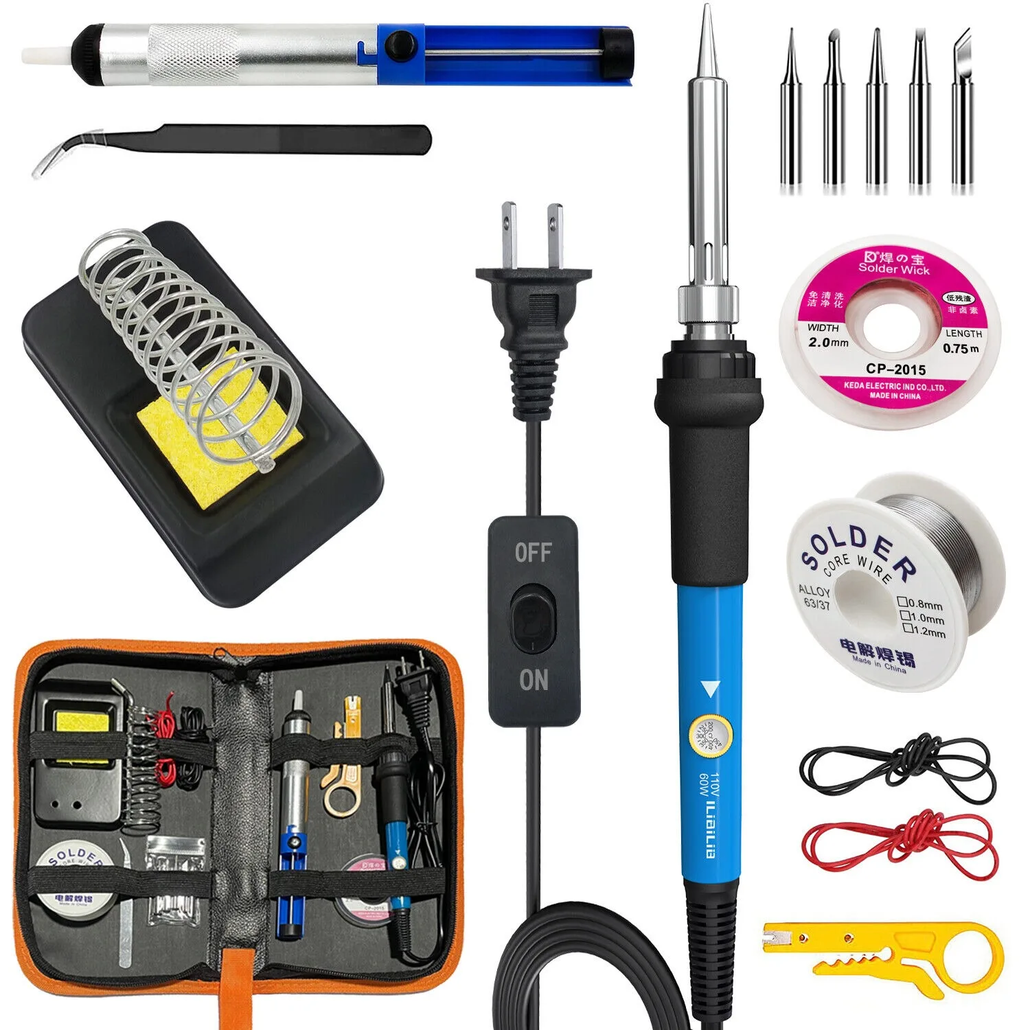 

60W Soldering Iron Kit Adjustable Temperature Welding Tool Solder Irons Station