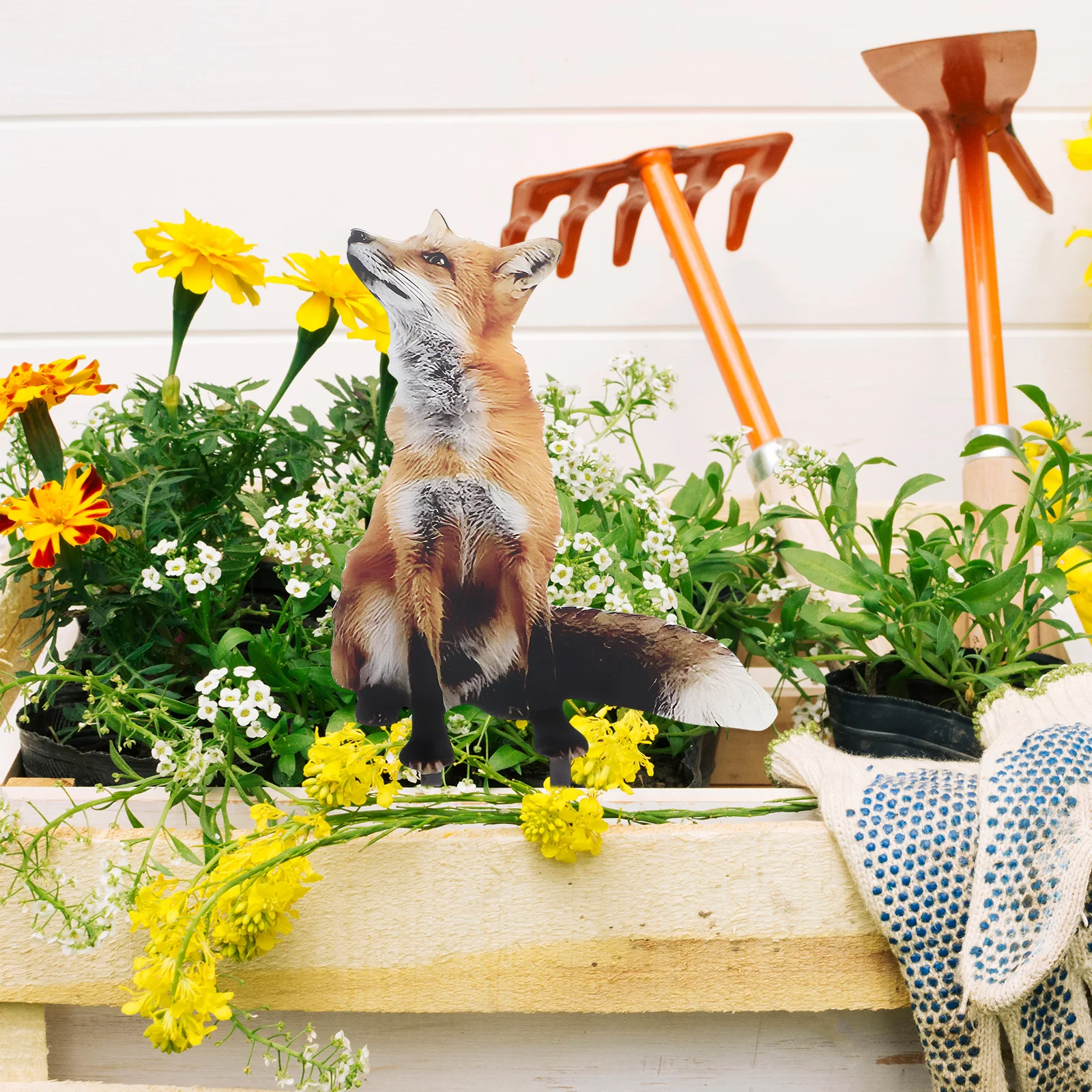 

1pc Fox Decoration Garden Acrylic Animals Outdoor Decor Lawn Ornament Sign Lawn Ornament Yard Stakes Outdoor Decor Figurine
