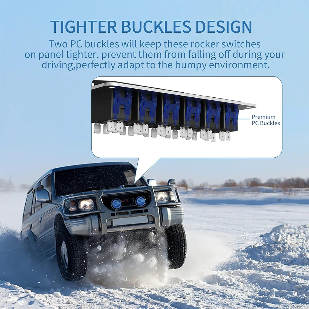 ABILKEEN ON-OFF 6 Gang Aluminum Rocker Switch Panle with Dual LED Light DC12-24V Car RV Truck Boat Modification Waterproof Panel