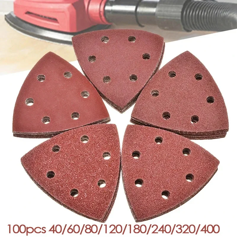 60PCS 90mm *90mm Triangular Sanding Disc Delta Sander Hook & Loop Sandpaper Abrasive Tools for Sanding Grit 40-400