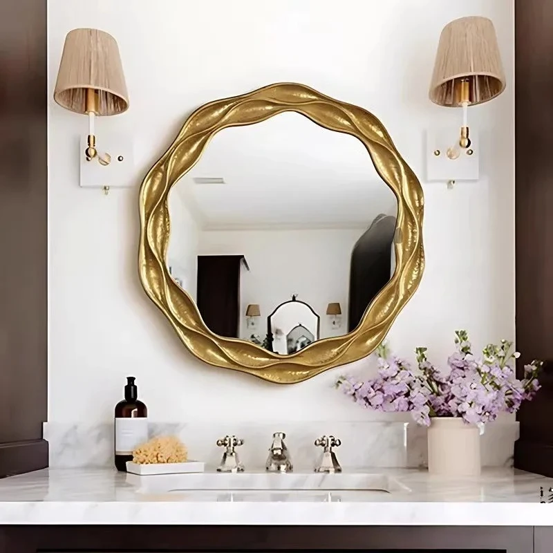 retro bathroom mirror wall-mounted toilet washstand round makeup mirror