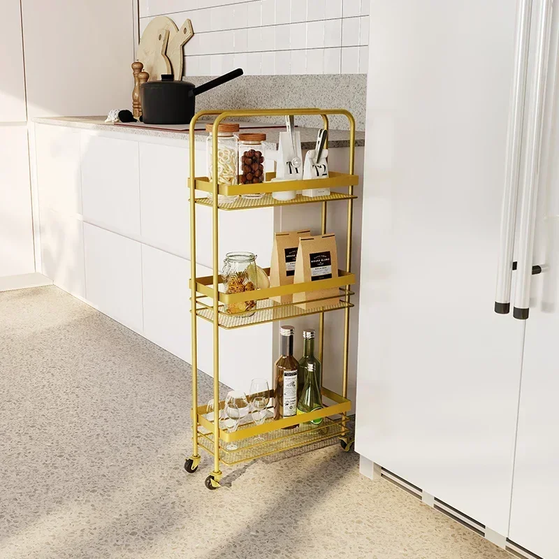 Ultra-thin Seam Kitchen Gadgets Multi-layer Structure Bathroom Shelves Plus High Edge Storage Desk Convenient Mobile Spice Rack